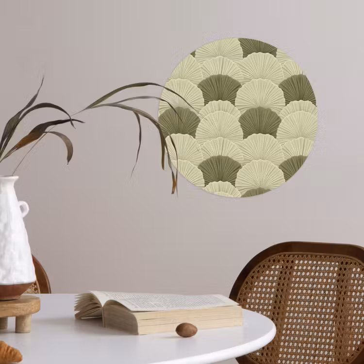 Papier peint rond - Feuilles - Texture - Vert — 4
