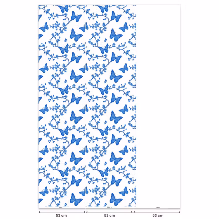 Papier peint - Papillon - Fleurs - Bleu — 6