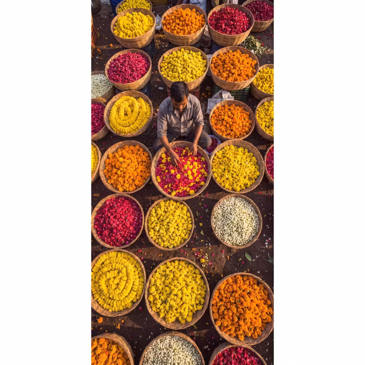 Papier peint - Fleurs - Marché - Coloré — 2