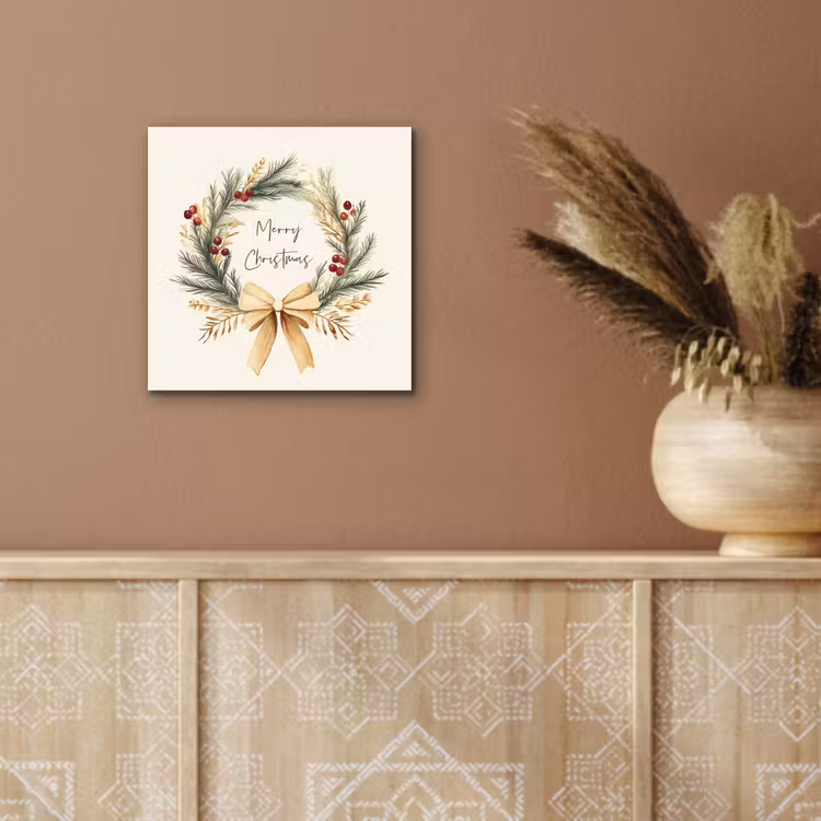 Peinture sur aluminium - Couronne de Noël - Noël - Or - Beige — 5
