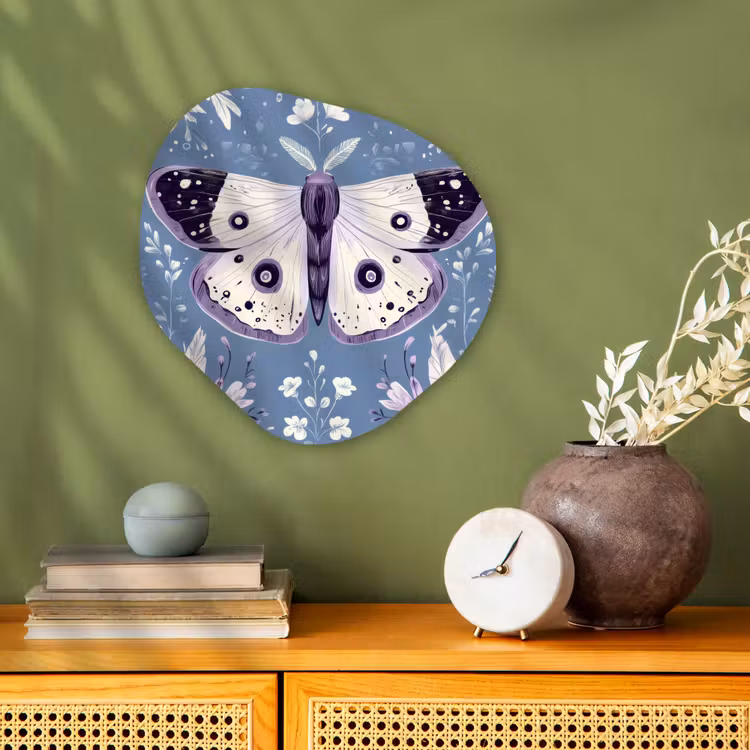 Forme organique - Forex - Papillon - Branches de fleurs - Bleu clair — 2