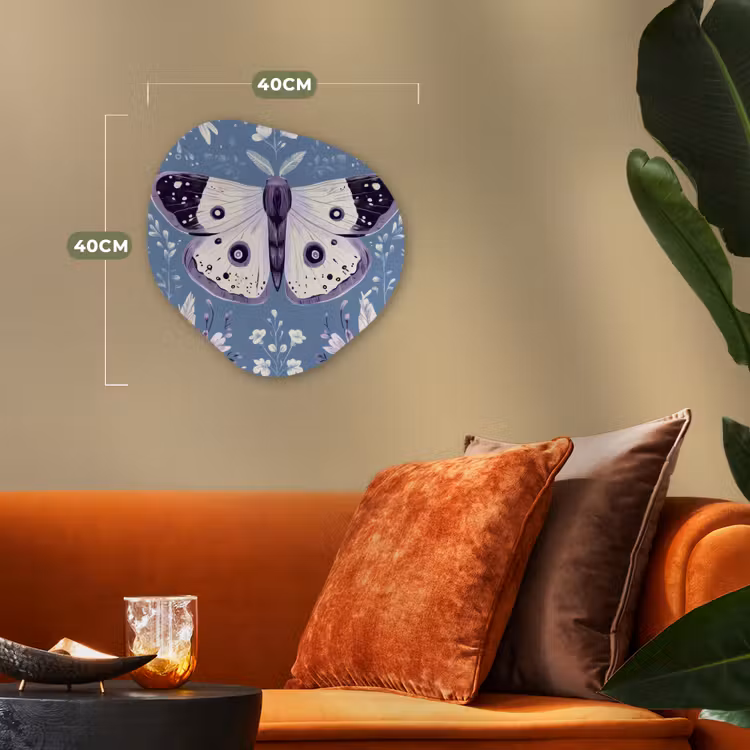 Forme organique - Forex - Papillon - Branches de fleurs - Bleu clair — 4