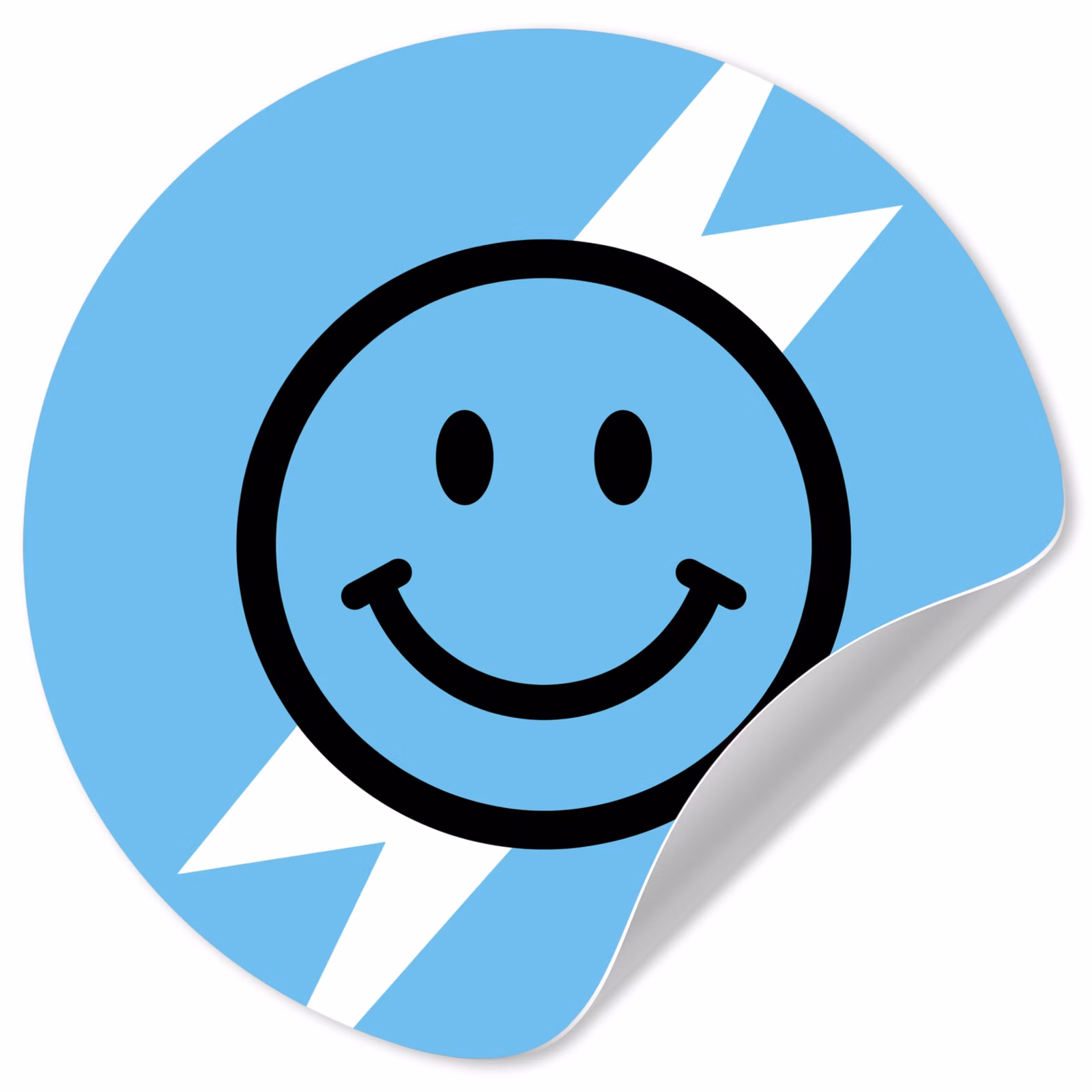 Papier peint rond - Smiley - Bleu - Eclair — 1