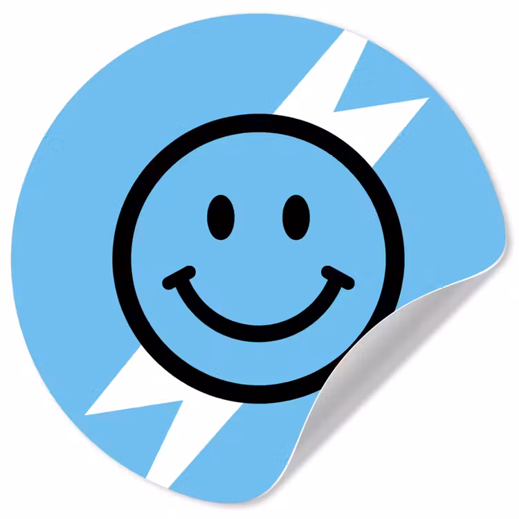 Papier peint rond - Smiley - Bleu - Eclair — 1