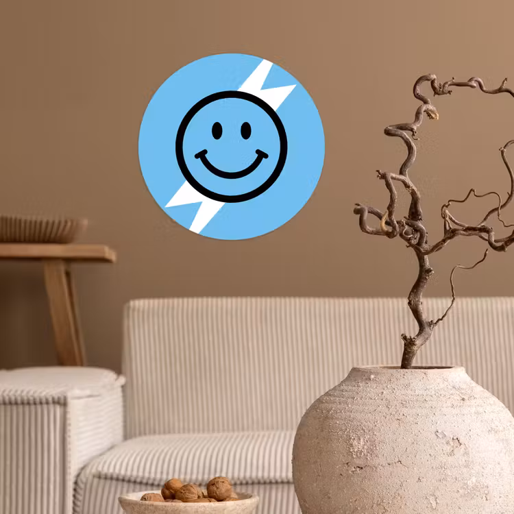 Papier peint rond - Smiley - Bleu - Eclair — 2
