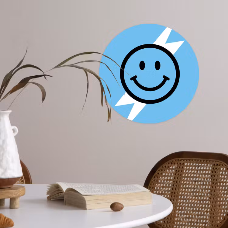 Papier peint rond - Smiley - Bleu - Eclair — 4