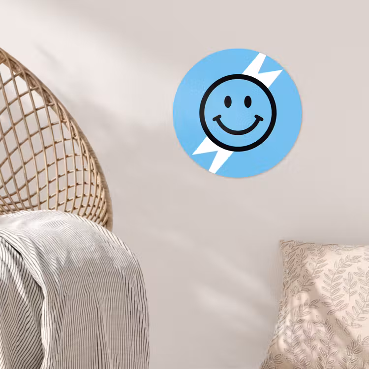 Papier peint rond - Smiley - Bleu - Eclair — 5