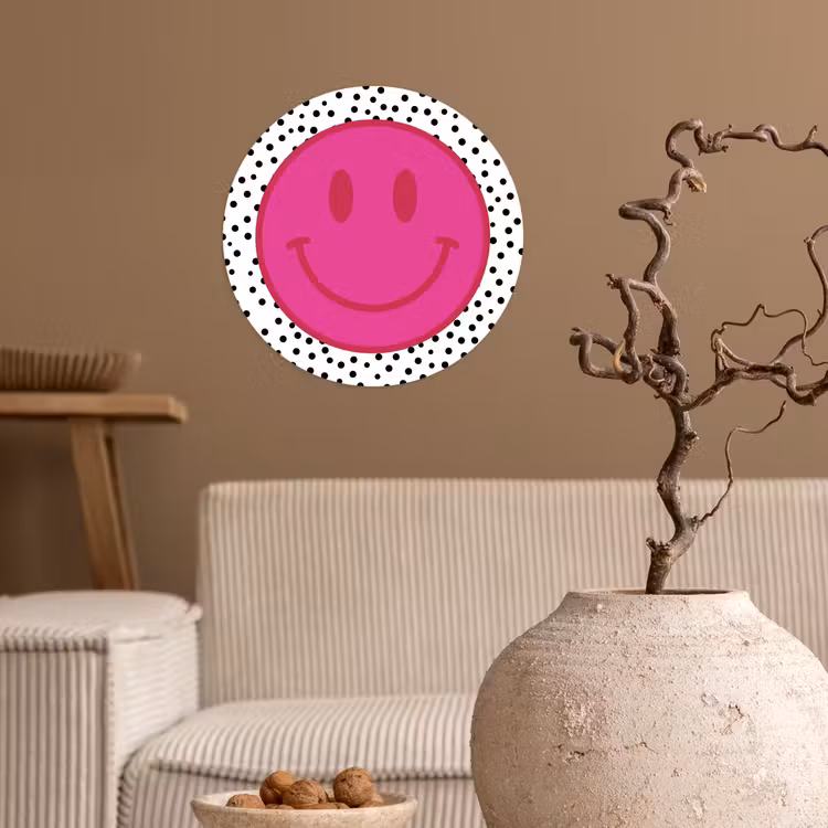 Papier peint rond - Smiley - Rose - Points — 2
