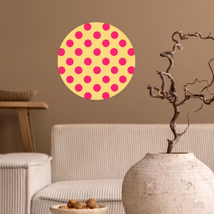 Papier peint rond - Rose - Points - Jaune — 2