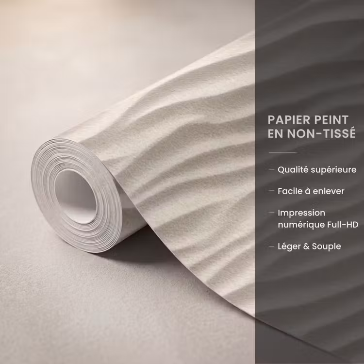 Papier peint - Sable - Vagues - Beige — 3