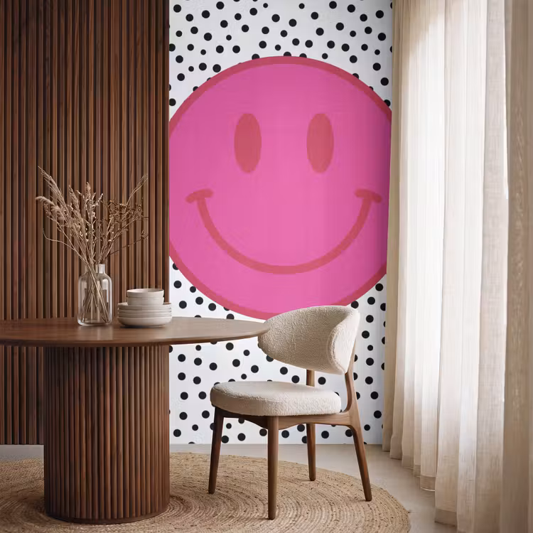 Papier peint - Smiley - Rose - Points — 4
