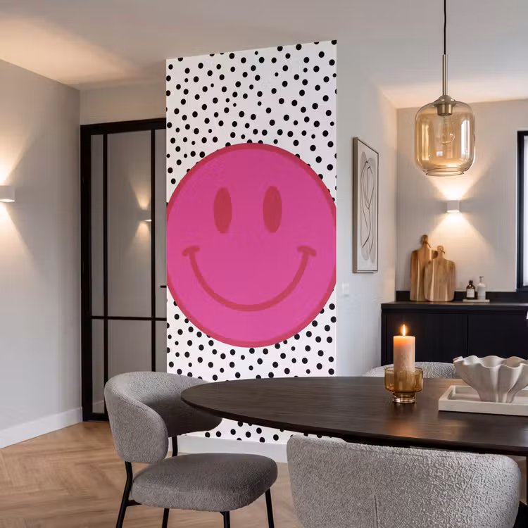 Papier peint - Smiley - Rose - Points — 5