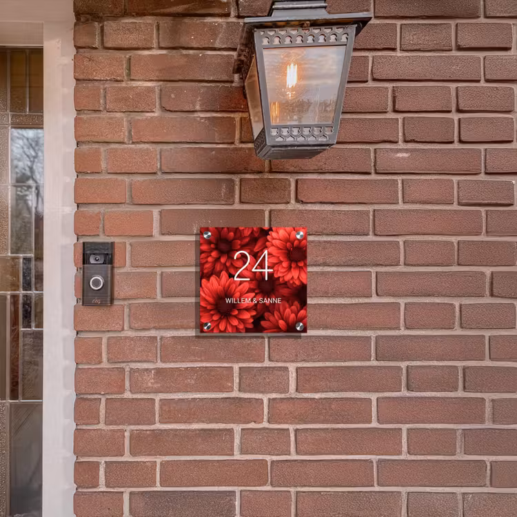 Plaque nominative - Fleurs rouges - Classique — 3