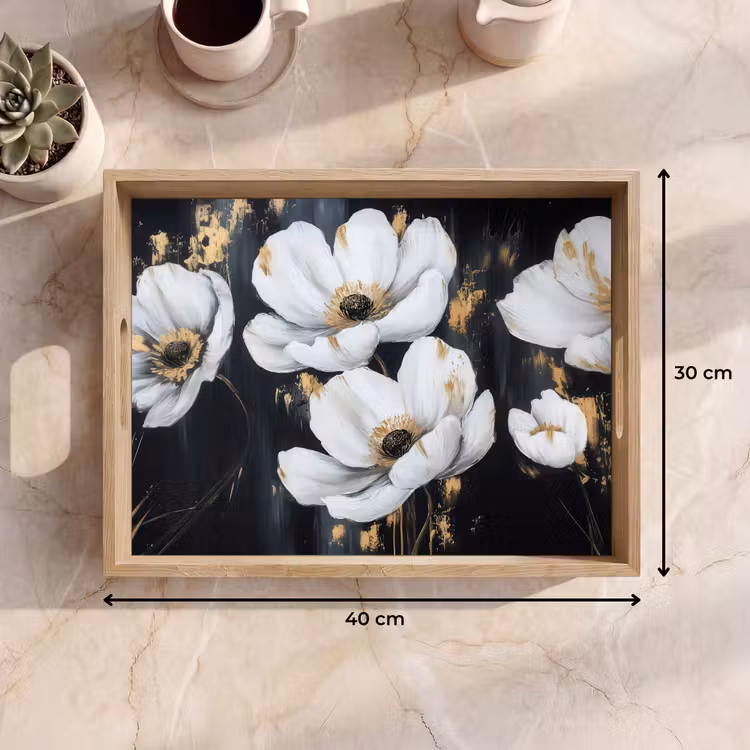 Plateau - Fleurs - Blanc - Abstrait — 9