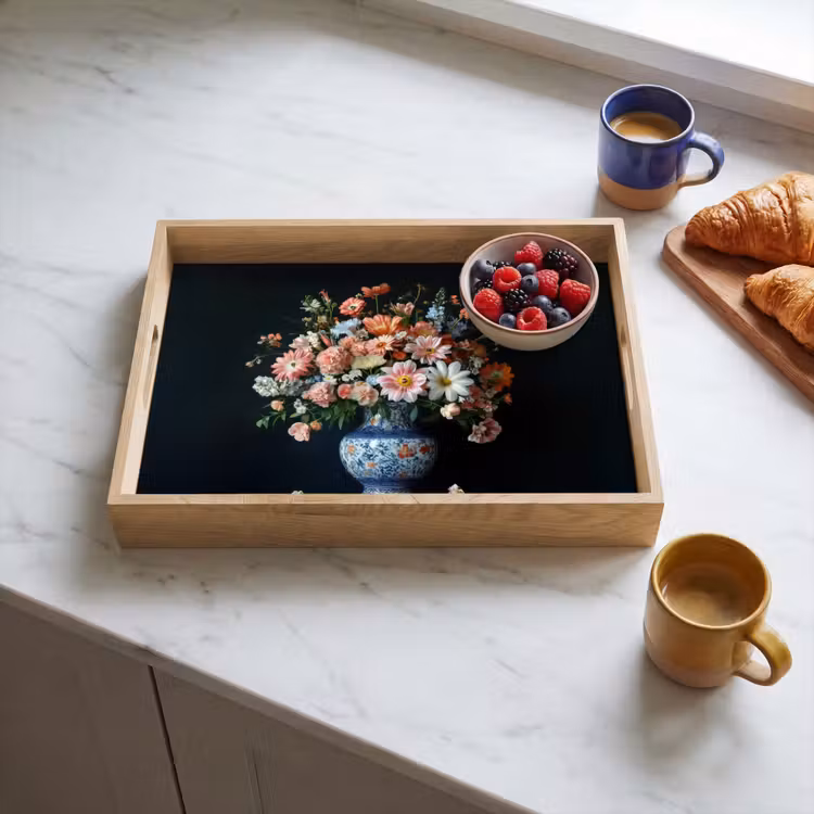 Plateau - Bois - Vase - Couleurs - Fleurs — 4