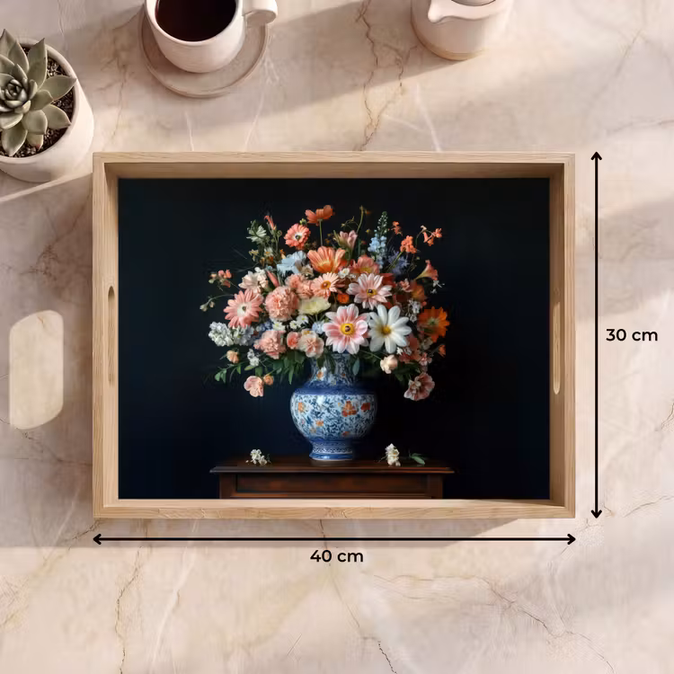 Plateau - Bois - Vase - Couleurs - Fleurs — 9