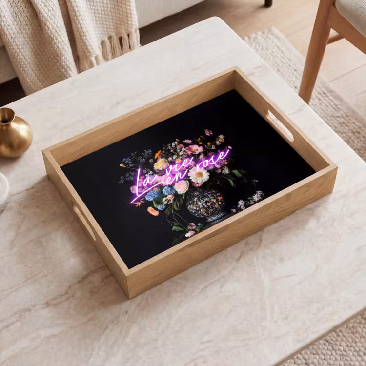 Plateau - Néon - Vase - Fleurs — 2