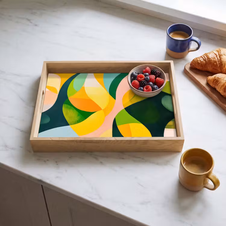 Plateau - Abstrait - Jaune - Rose - Vert — 4
