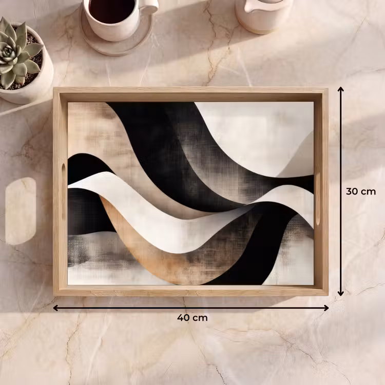 Plateau - Abstrait - Vagues - Noir - Usé — 9