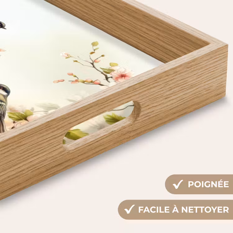 Plateau - Branches - Fleurs - Oiseaux - Rose — 5