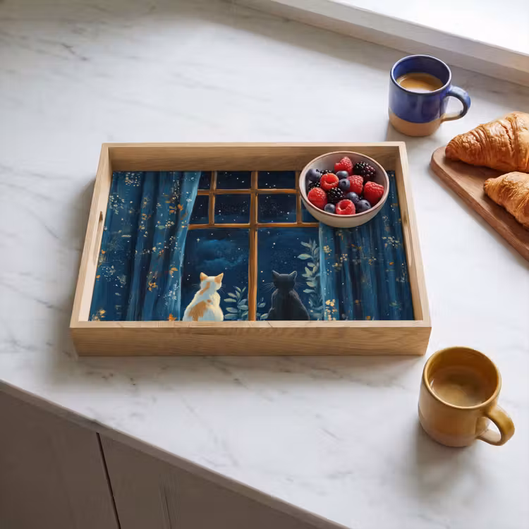 Plateau - Chat - Ciel étoilé - Bleu — 4