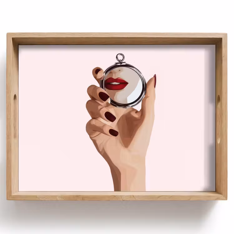 Plateau - Miroir - Lèvres rouges — 1