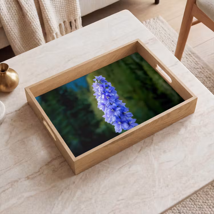 Plateau - Fleurs - Bleu - Pin — 2