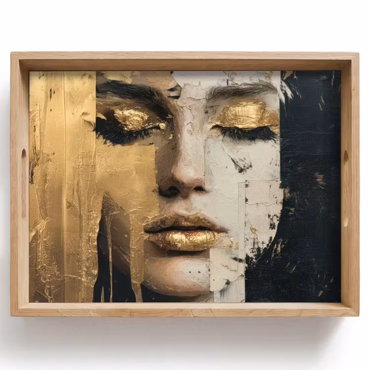 Plateau - Abstrait - Or - Visage - Lèvres — 1