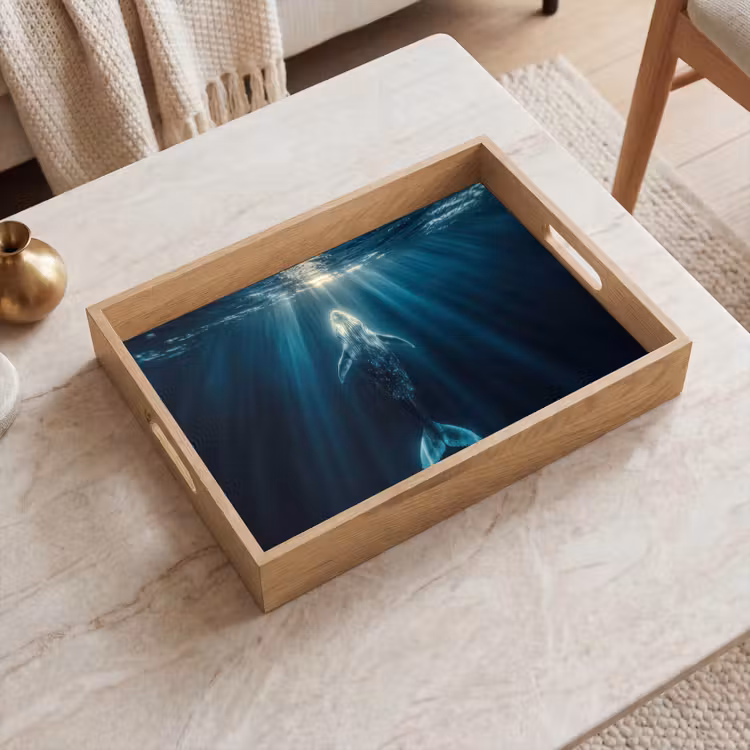 Plateau - Baleine - Eau - Rayons de soleil - Bleu — 2