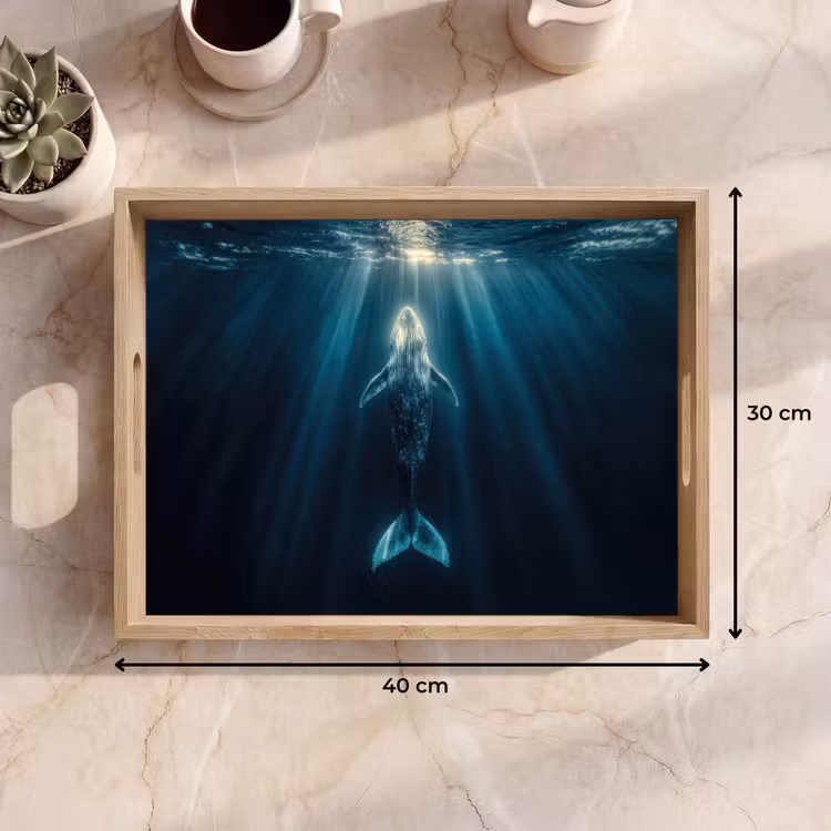 Plateau - Baleine - Eau - Rayons de soleil - Bleu — 9