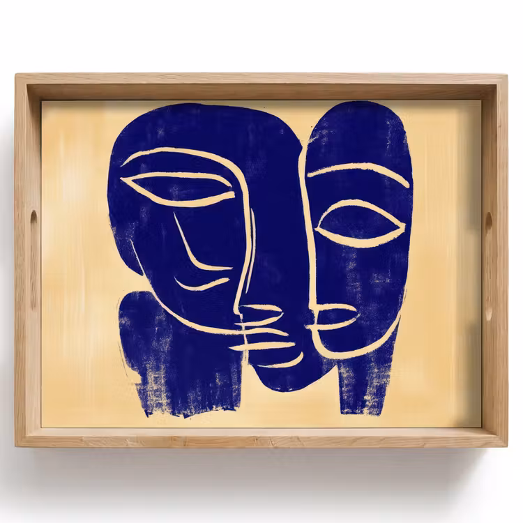 Plateau - Jaune ocre - Bleu - Lignes simples — 1