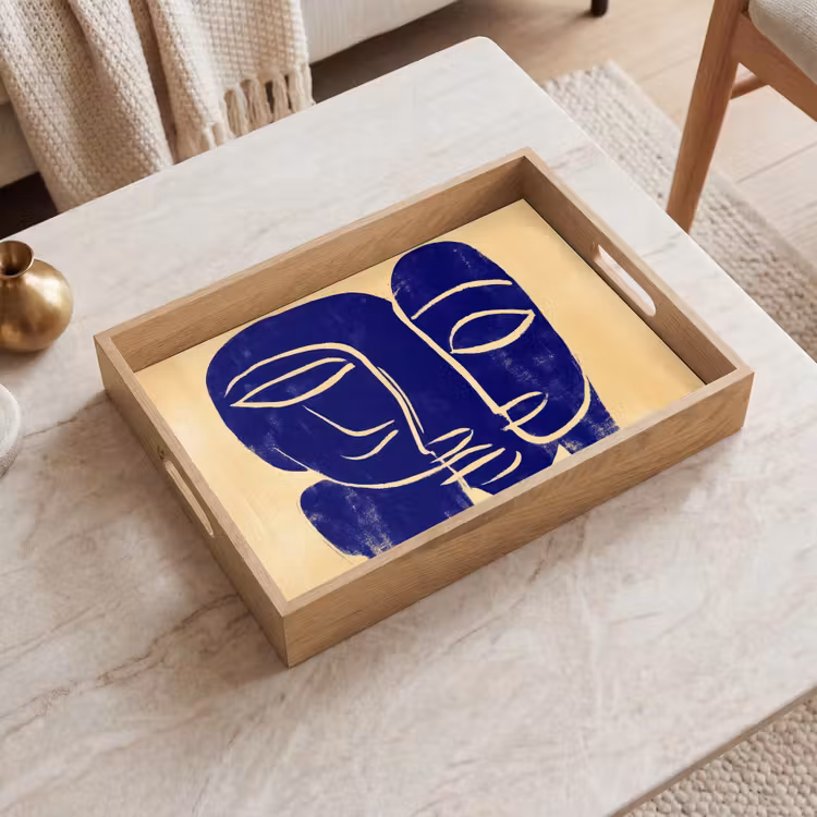 Plateau - Jaune ocre - Bleu - Lignes simples — 2