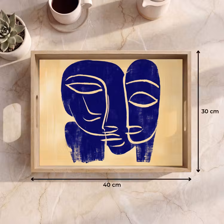 Plateau - Jaune ocre - Bleu - Lignes simples — 9