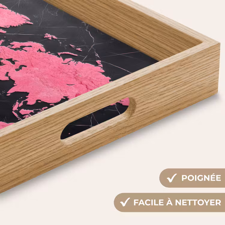 Plateau - Carte du monde - Rose - Marbre — 5