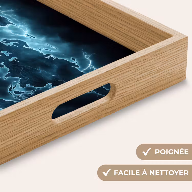 Plateau - Carte du monde - Éclair - Bleu — 5