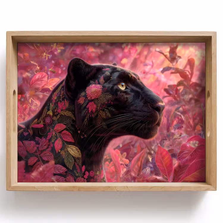 Plateau - Léopard - Fleurs - Rose — 1