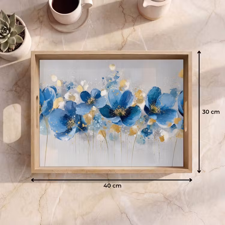 Plateau - Fleurs - Bleu - Abstrait — 9