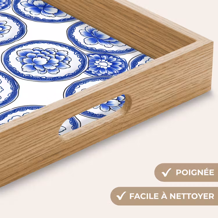 Plateau - Cercles - Fleurs - Bleu — 5