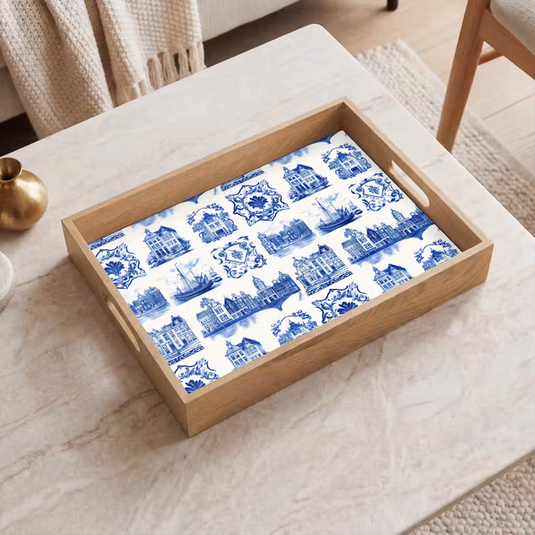 Plateau - Maisons - Navires - Bleu — 2