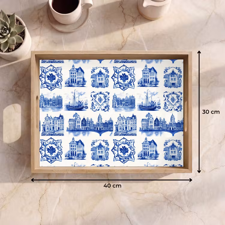 Plateau - Maisons - Navires - Bleu — 9