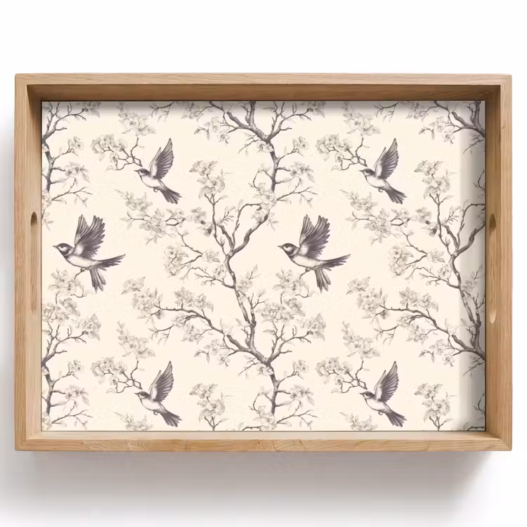 Plateau - Branches - Oiseaux - Beige — 1