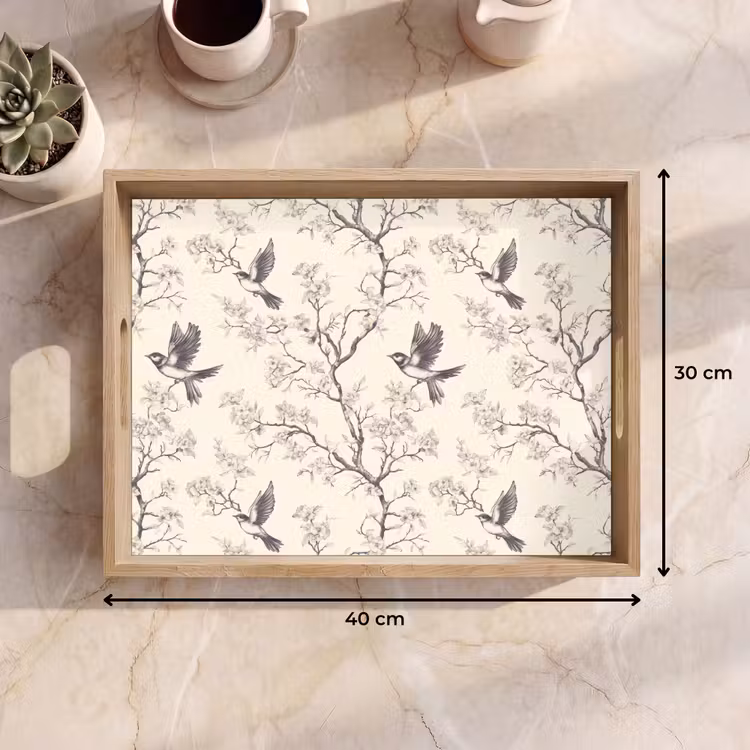 Plateau - Branches - Oiseaux - Beige — 9