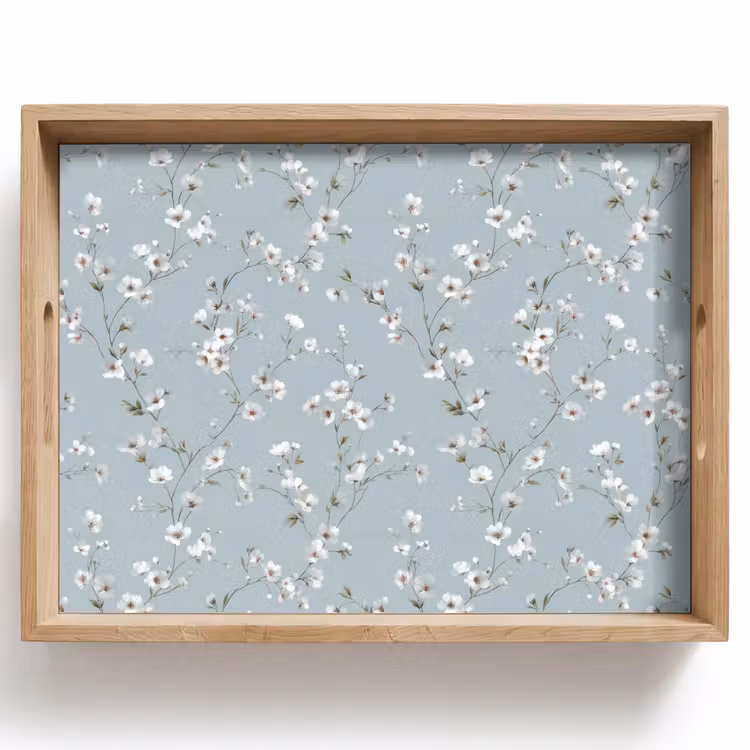 Plateau - Classique - Fleurs - Bleu — 1