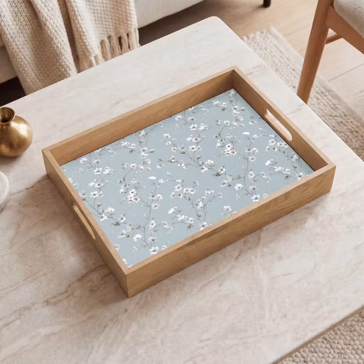 Plateau - Classique - Fleurs - Bleu — 2