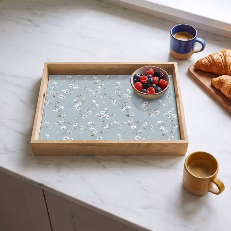 Plateau - Classique - Fleurs - Bleu — 4