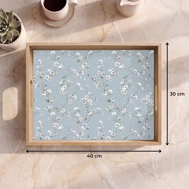 Plateau - Classique - Fleurs - Bleu — 9