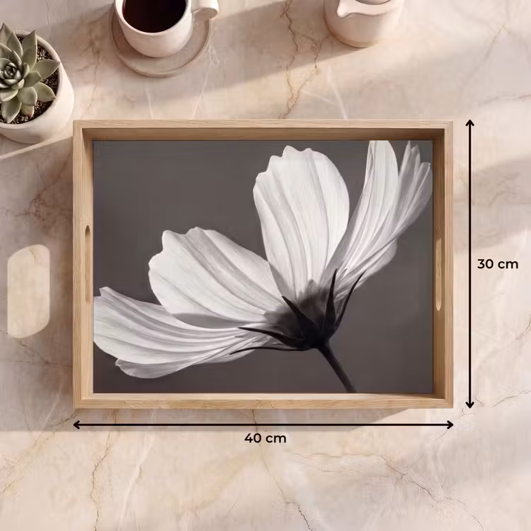 Plateau - Fleur - Minimaliste - Noir - Blanc — 9