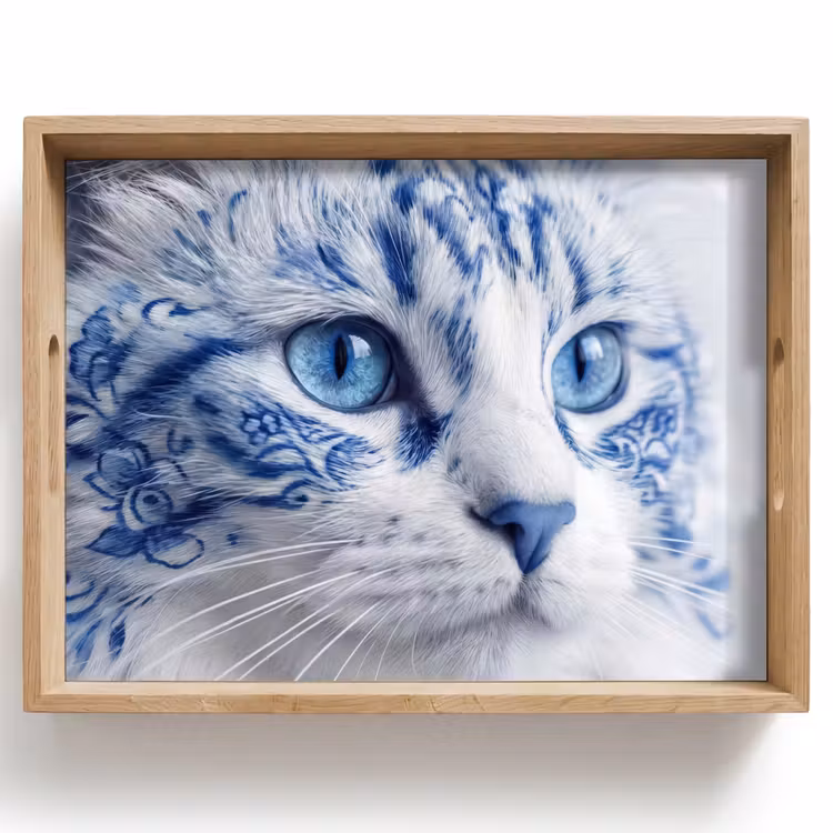 Plateau - Chat - Motif - Bleu — 1
