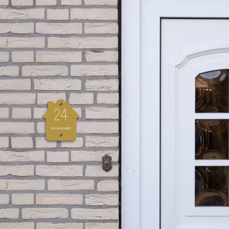 Plaque nominative - maison Jaune ocre - Classique — 2