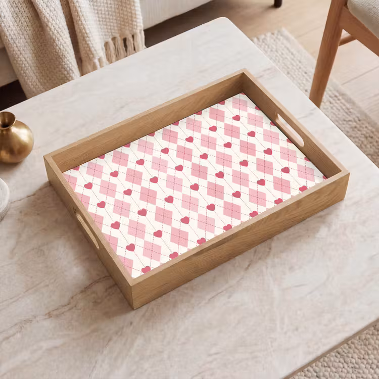 Plateau - Losanges - Classique - Rose - Blanc — 2